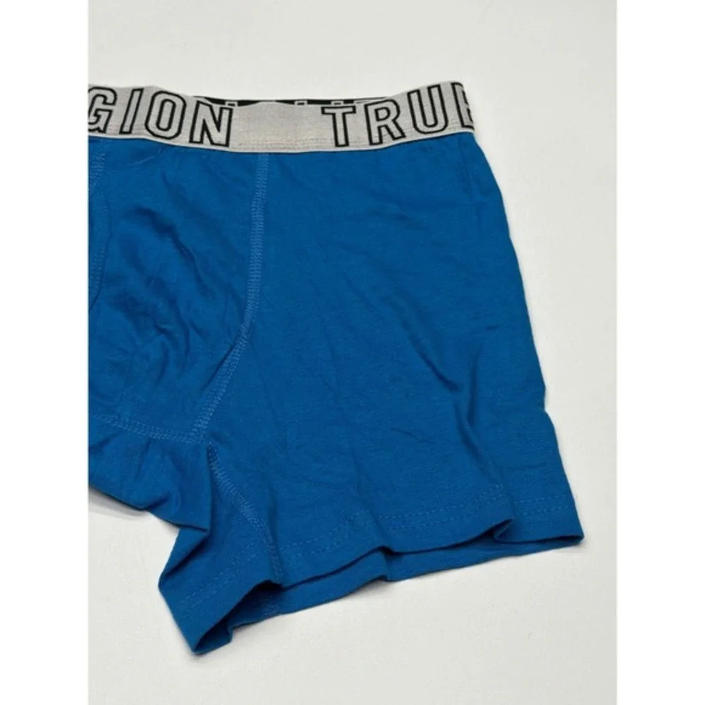 True Religion Mens‎ Blue Boxer Briefs Underwear Medium Logo Waistband Nwt
